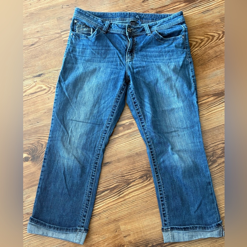Apt. 9 Capri Cuffed Jean Pants Embellishment Pockets Women 12